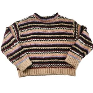 Anthropologie Elsamanda Wool Alpaca Sweater Sz S‎ Striped Cozy Fuzzy